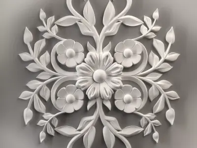  Wall decor flowers with leaves for milling CNC machines model 3D print model