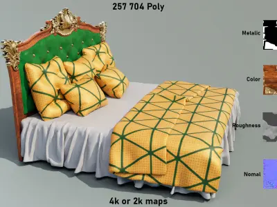 LuxuryBed Low-poly 3D model