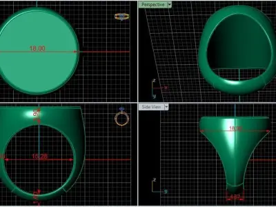 Round Signet Ring Base 18MM top in All sizes 177-MWC 3D print model