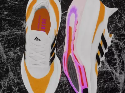  ADIDAS ULTRA BOOST 2021 - ORANGE 3D SHOES  Low-poly 3D model