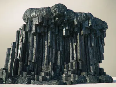 Basalt Columns and Rocks Kit PBR - Obsidian  Low-poly 3D model