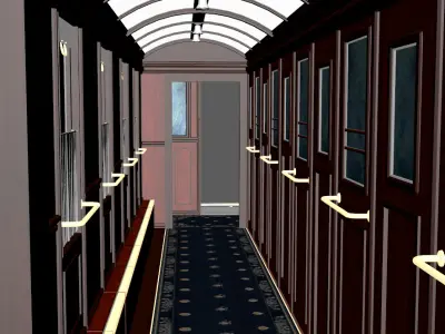 1890s train car Low-poly 3D model