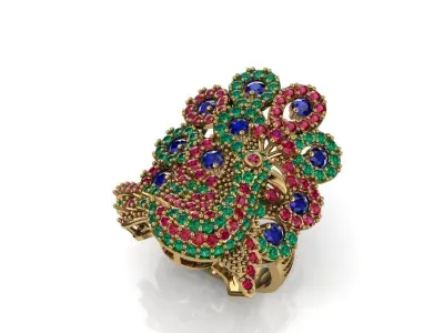 peacock ruby sapphire emerald luxury ring version 2 3D print model