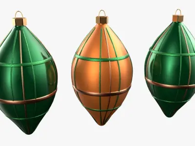 Christmas Tree Ornament Set6 - Green Orange 3D model