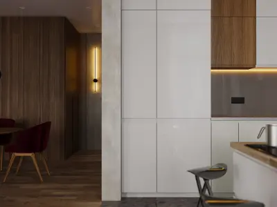 KITCHEN modern with cabinets and wooden counter tops 3D model