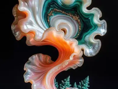 Celestial Whirlpool Abstract Glass Sculpture Ethereal Gradients Low-poly 3D model