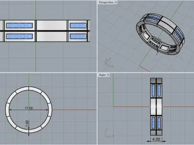 Channel set wedding ring model 843 3D print model