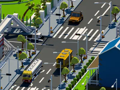 3D Low Poly City pack Low-poly 3D model