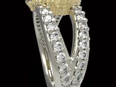 engraving halo ring center gem 6 mm  3D print model