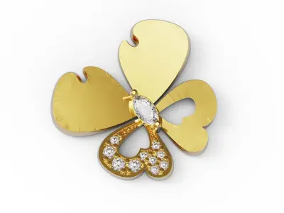 Butterfly medal and earrings 3D print model