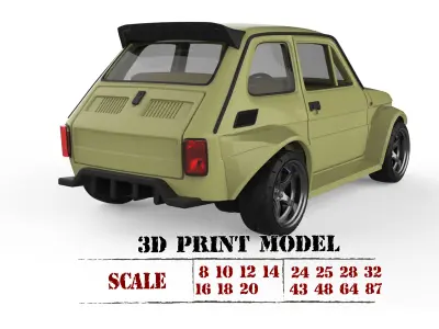 3D printable STL Polski Maluch 126p Wide body tuning   3D print model