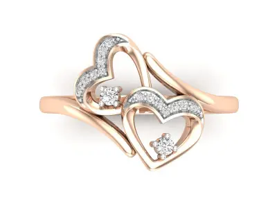 AV 505 Heart In Heart Diamond Finger Ring 3D print model