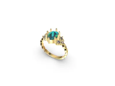 Elegant Ring with Precious Stones 3D print model