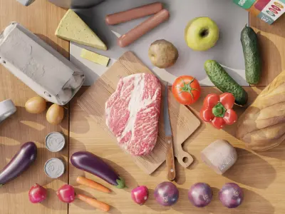 Food Pack Low-poly 3D model