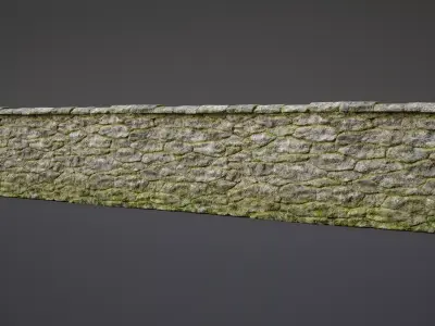 Stone Fence Wall PBR Low-poly 3D model
