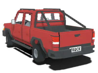 Voxel Pickup Double Cab Low-poly 3D model