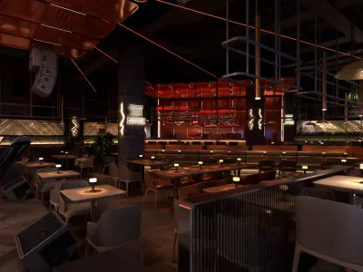 Luxury nightclub bar interior design  3D model