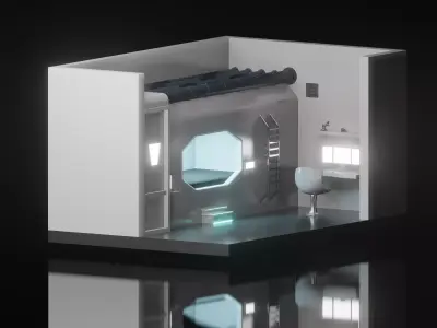 Low Poly Sci-fi Room Free low-poly 3D model