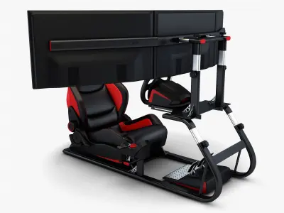 Racing Game Simulator Triple Display v 2 3D model