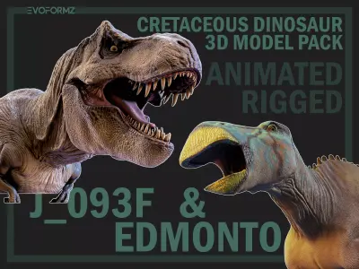 Jurassic Pack 01 - Cretaceous Dinosaur - T-Rex and Edmontosaurus 3D model