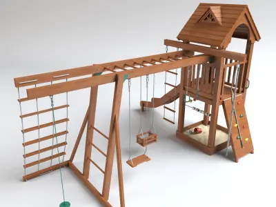 Playground wooden set 3D model