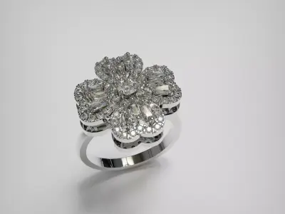 Diamond Clover  turnable rotation ring 3D print model