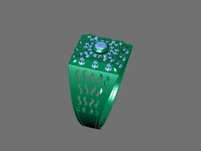 Gents Rings Diamond Men Ring STL 3DM 3D ready print model 3D print model