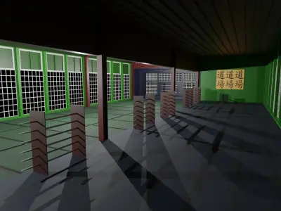 Dojo Hall Low-poly 3D model
