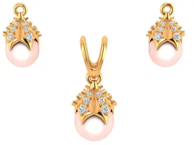 Pearl Pendant and Earrings 3D print model