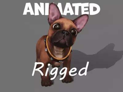 French Dog Low-poly 3D model