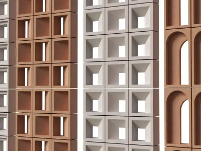 Brick Roster partitions wall 01 Low-poly 3D model