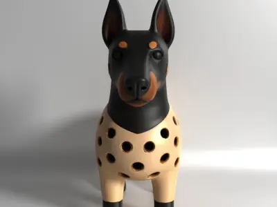 Doberman dog Sprouter Seed Chia Radish Lentil Germinator toy 3D print model