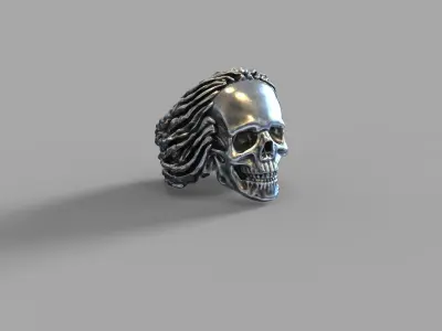 Skull ring in  for a biker  3D print model 3D print model