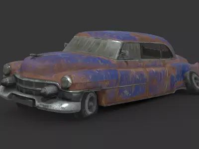 005 Abandoned Car - Cadillac 75 Low-poly 3D model