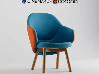 Albu Lounge Armchair By Ton C4D and Corona Renderer 3D model Low-poly 3D model