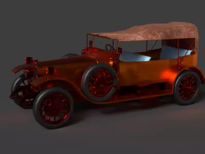 Orange vintage car Low-poly 3D model