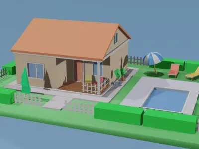 Low poly house low poly environment Free low-poly 3D model