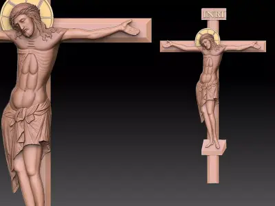 Crucifixion Scene with Virgin Mary and John the Apostle 3D print model