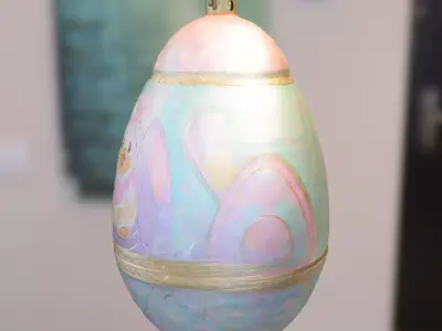Decorative Fantasy Egg with Bunny Ornament Low-poly 3D model