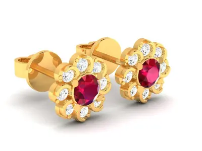 Solitaire Women Earring 3dm STL OBJ FBX Render Details 3D print model purchase