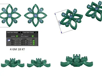 Women Earrings 3dm STL OBJ FBX Renders Details 3D print model 18