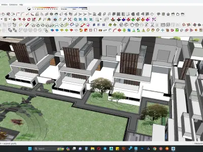 luxury shopping mall with balcony residential apartment 3D model