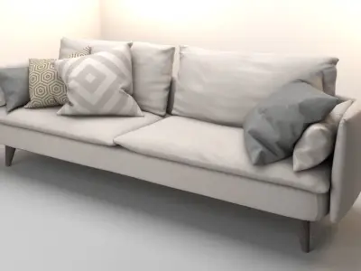 furniture set 1 sofa with pillows Low-poly 3D model