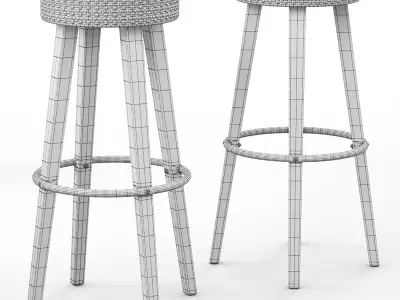 Cult Living Franklin Wooden Bar Stool 3D model