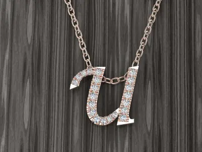 Jewelry Alphabet Pendant U 3D print model