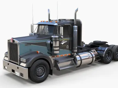 Kenworth w900 daycab truck Low-poly 3D model