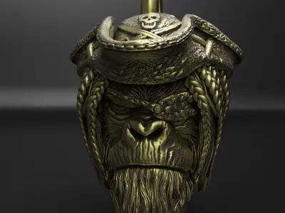 Animal pendant jewelry Pirate monkey vol2  3D print model