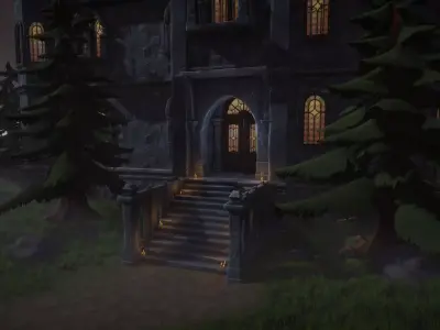 Stylized 3D Victorian Mansion  Low-poly 3D model