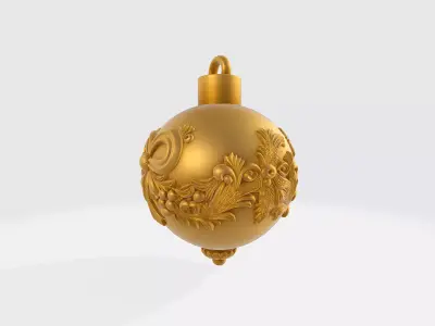 Elegant Christmas Ornament with Bow and Holly Decoration  3D print model