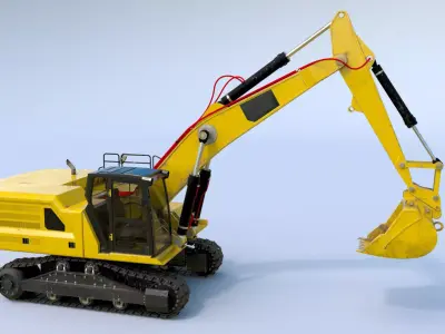 Rigged Hydraulic Excavator - Digger Low-poly 3D model